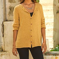 Pima Cotton Cardigan in Amber from Peru,'Everyday in Amber'