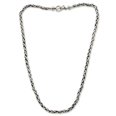 Men's sterling silver chain necklace, 'Sea Fern' - Men's Sterling Silver Chain Necklace