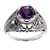 Amethyst cocktail ring, 'Starling Romance' - Bird Theme Amethyst and Sterling Silver Balinese Ring