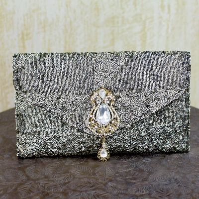 Sequined clutch evening bag, 'Maharani' - Sequined clutch evening bag