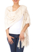 Cotton rebozo shawl, 'Zapotec Whisper' - Handwoven Zapotec Shawl in Natural Unbleached Cotton (image 2d) thumbail