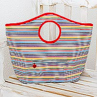 Cotton tote handbag, 'Monterrico Afternoon' - Cotton tote handbag