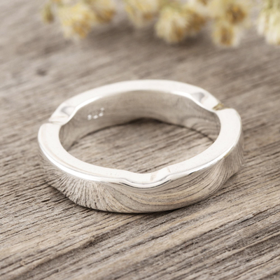 Sterling silver band ring, 'Curvy Sophistication' - Hand Made Sterling Silver Band Ring from India