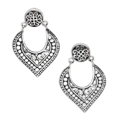 Sterling silver dangle earrings, 'Royal Essence' - Handmade in Bali 925 Sterling Silver Dangle Earrings