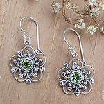 Handcrafted Floral Peridot Dangle Earrings, 'Nature's Gift'