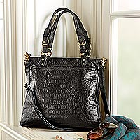 Leather shoulder bag, 'Molasses Rhapsody' - Brown-Black Leather Shoulder Bag with Multiple Pockets