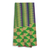 Cotton blend kente scarf, 'Finger of Wisdom' (3 strips) - Three Strips Handwoven Green and Blue African Kente Scarf