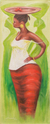 'Last Tomatoes' - Mujer en la escena del mercado africano, pintura de un artista ghanés