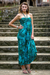 Rayon batik maxi dress, 'Java Emerald' - Batik Rayon Tropical Maxi Dress Made in Indonesia (image 2b) thumbail