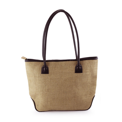 Jute shoulder bag, 'Natural Style' - Eco Chic Jute Shoulder Bag