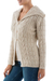 Alpaca blend long cardigan, 'Lady in Beige' - Alpaca Blend Women's Beige Cardigan Sweater with a Collar
