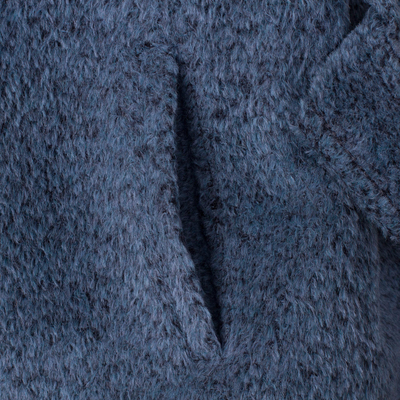 jacke aus 100 % Baby-Alpakawolle - Blaue Jacke aus 100 % Baby-Alpakawolle mit Schärpe
