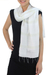 Silk and cotton scarf, 'Creamy White Harmony' - Hand Woven Cotton and Silk Blend Scarf from Thailand