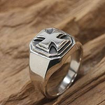 Men's Handcrafted Sterling Silver Signet Ring, 'Maltese Cross'