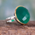 Gold accented green onyx cocktail ring, 'Verdant Allure' - Cocktail Ring with Green Onyx in Sterling Silver and Gold