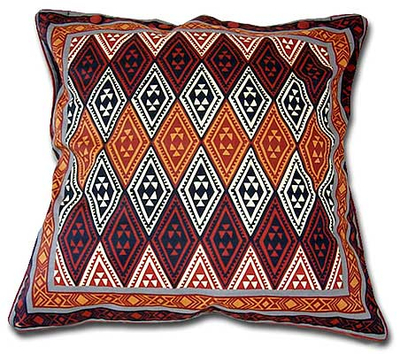 Cotton cushion cover, 'Geometric Design in Warm Earth' (16 inch) - African Geometric Block Print Cushion Cover (16 inch)