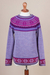 100% alpaca sweater, 'Soft Lavender' - Soft Lavender Flowers 100% Alpaca Pullover Sweater from Peru (image 2d) thumbail