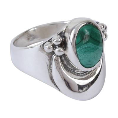 Malachite cocktail ring, 'One Desire' - Sterling Silver Malachite Cocktail Ring