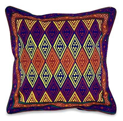 Block Print Cushion Cover From Zimbabwe 16 Inch Geometric