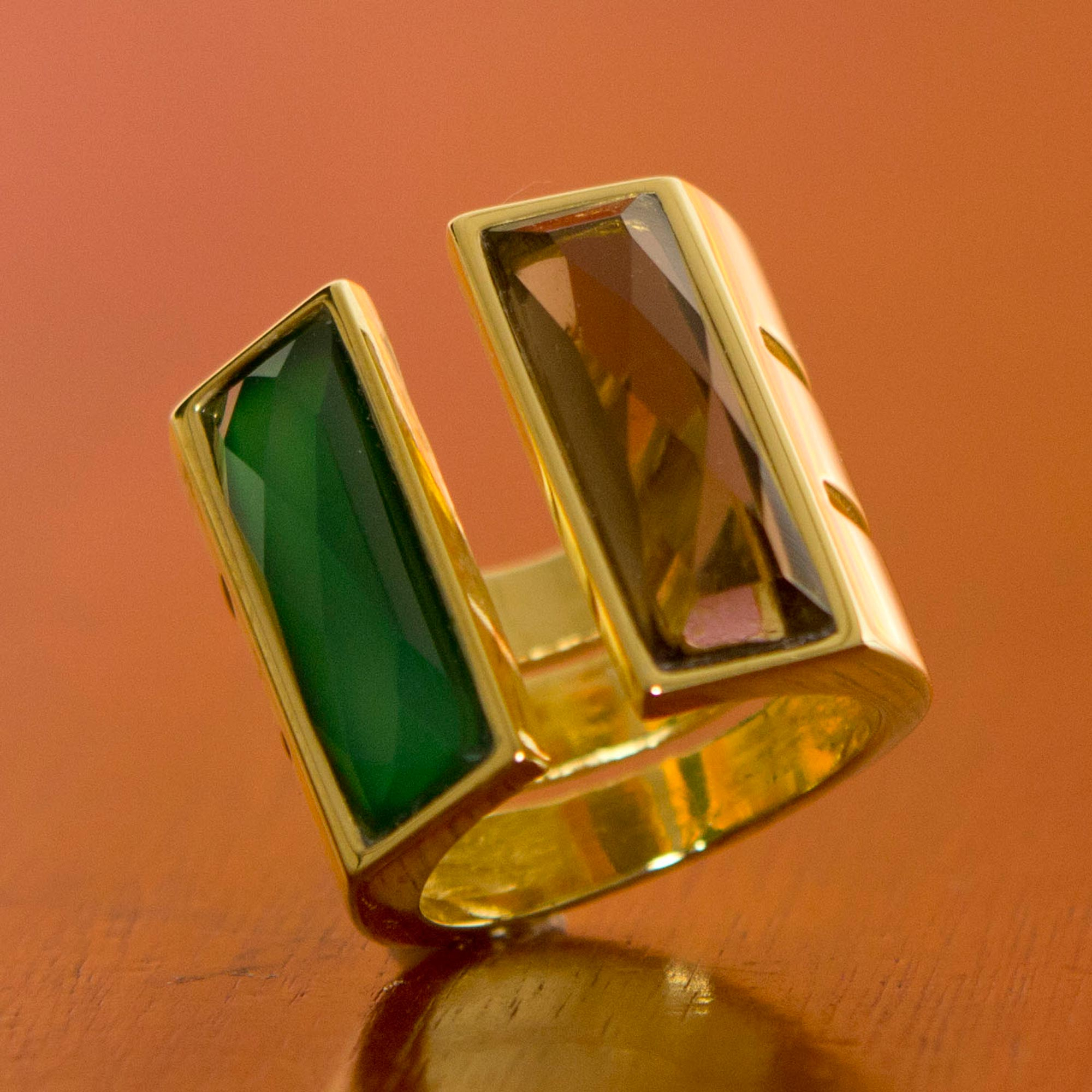 Unique Modern Gold Plated Quartz Wrap Ring - Love Attraction