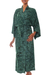 Women's batik robe 'Green Destiny' - Women's Hand Made Batik Patterned Robe