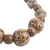 Wood beaded necklace, 'Union of Three' - Patterned Sese Wood Long Beaded Necklace Handmade in Ghana