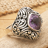 Amethyst cocktail ring, 'Purple Glitz'