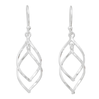 Sterling silver dangle earrings, 'Forever Joined' - Contemporary Dangle Earrings in Polished Sterling Silver