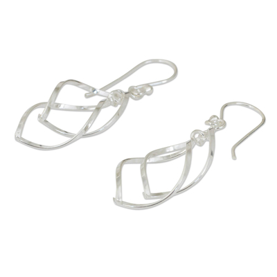 Sterling silver dangle earrings, 'Forever Joined' - Contemporary Dangle Earrings in Polished Sterling Silver