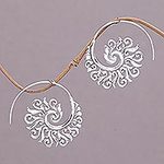 925 Sterling Silver Half Hoop Earrings from Indonesia, 'Spiral Beauty'