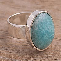 Amazonite cocktail ring, 'Encounter' - Hand Made Peruvian Sterling Silver Amazonite Cocktail Ring