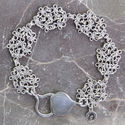 Sterling silver link bracelet, 'Versailles' - Artisan Crafted Sterling Silver Bracelet Chainmail Jewelry