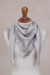 Baby alpaca and silk blend reversible scarf, 'Dragonfly in Pearl Grey' - Baby Alpaca and Silk Blend Grey Dragonfly Reversible Scarf thumbail