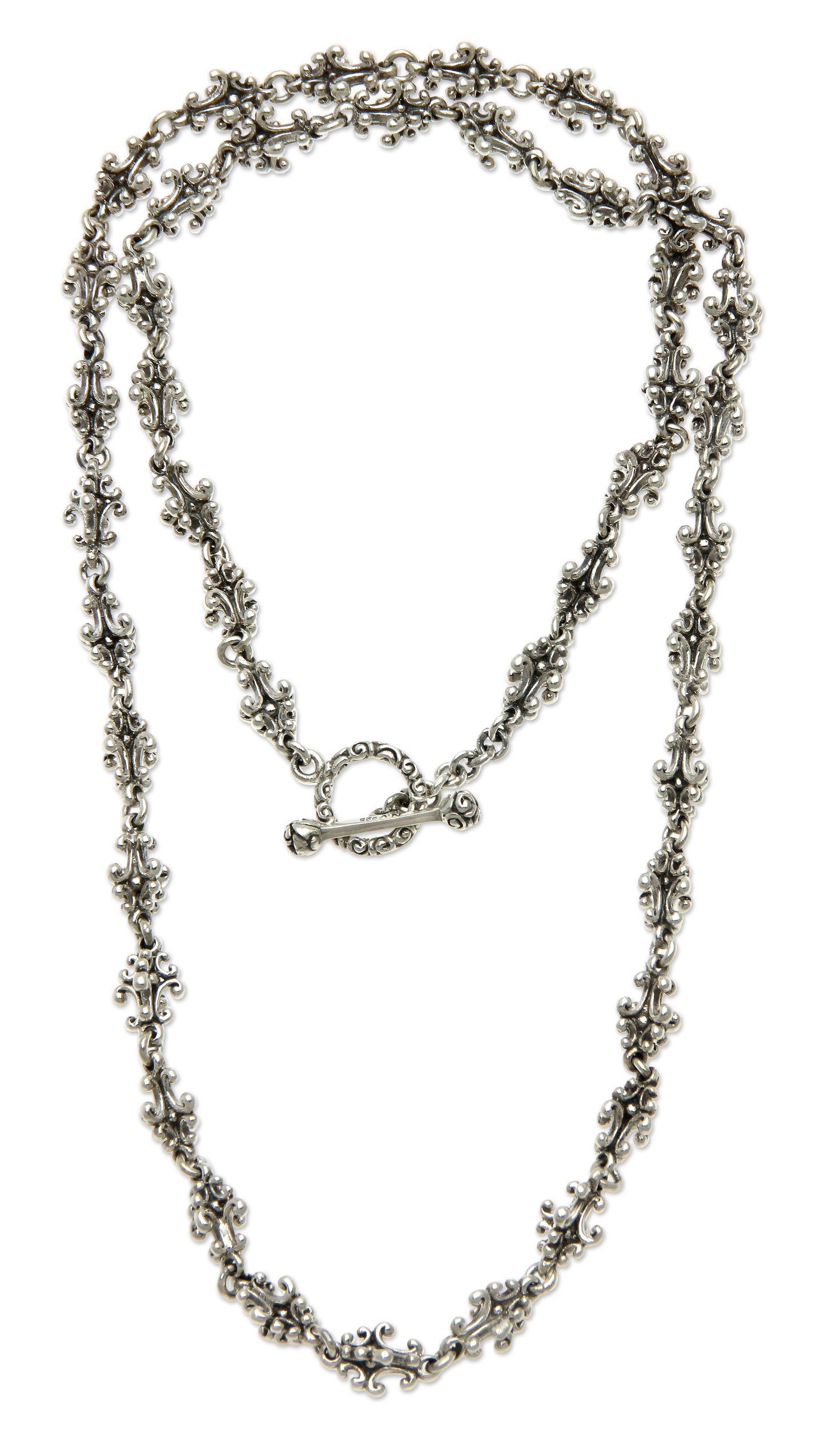 Ornate Balinese Sterling Silver Chain Necklace (20 Inch) Balinese