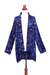 Batik rayon jacket, 'Batik Garden' - Black and Royal Blue Floral Batik Long Sleeve Jacket