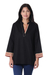 Cotton tunic, 'Indian Angles' - Cotton Tunic in Black with Geometric Accents from India thumbail