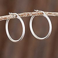 Sterling silver hoop earrings, 'Eternal Gleam' - High-Polish 925 Sterling Silver Hoop Earrings from Peru