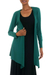 Modal cardigan, 'Green Heliconia' - Modal Cardigan with Long Sleeves from Indonesia
