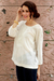 Cotton blend blouse, 'Floral Nature' - Ecru Cotton Blend Women's Blouse with Lace Accents