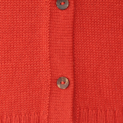 Alpaca blend cardigan, 'Timeless Orange' - Alpaca Blend Cardigan Sweater