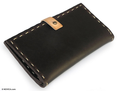 Leather wallet, 'Urban Dark Brown' - Leather wallet