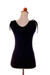 Modal top, 'Ylang Ylang in Black' - Ruched Black Sleeveless Modal Top with V-neck