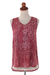 Sleeveless top, 'Java Crimson' - Women's Crimson Print Sleeveless Rayon Top from Bali