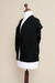 100% alpaca cardigan, 'Eternal Chic' - Short Sleeve Black Cardigan Knitted in Fine Alpaca