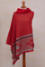 Baby alpaca and silk blend poncho, 'Chic Iconography in Red' - Peruvian Red and Grey Poncho in a Baby Alpaca and Silk Blend