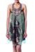 Beaded long halter top, 'Jaipur Jewels' - Long Shibori-Dyed Green and Brown Halter Top with Sequins