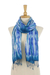 Tie-dyed silk scarf, 'Lovely Magic in Blue' - Handwoven Tie-Dyed Silk Scarf in Blue from Thailand (image 2b) thumbail