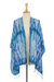 Tie-dyed silk scarf, 'Lovely Magic in Blue' - Handwoven Tie-Dyed Silk Scarf in Blue from Thailand (image 2c) thumbail