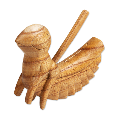 Wood percussion instrument, 'Cricket Melody' - Hand Carved Balinese Cricket Suar Wood Percussion Instrument