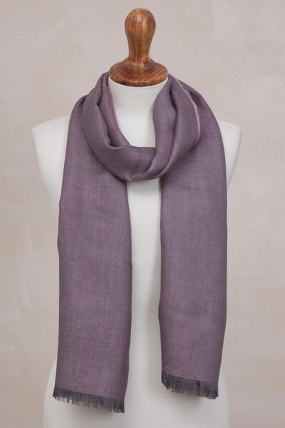Baby alpaca and silk blend scarf, 'Options in Pink' - Baby Alpaca and Silk Blend Pink and Grey Reversible Scarf